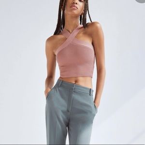 Aritzia Pink Ribbed Crop Top